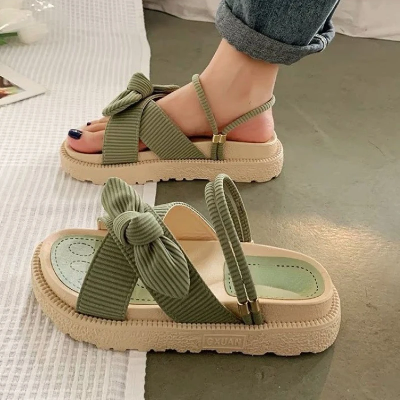 zapatillas de estar por casa zapatos mujer de mujer calzado mujer Sandalias planas con lazo