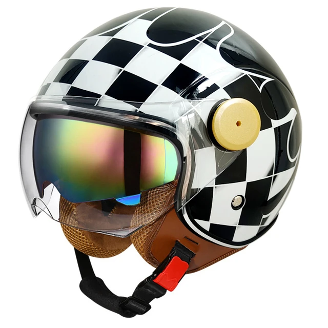 Lightweight Vintage Motorcycle Helmet With Dual Visor Motorbike Riding 3/4 Open Half Helmet Retro Casco Moto 3C & Dot 6