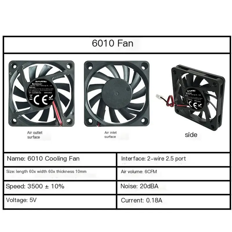 40mmx40mmx10mm 50mmx50mmx10mm 60mmx60mmx10mm 5V 2Pin DC Cooling Silent Fan CPU thumbnail 2