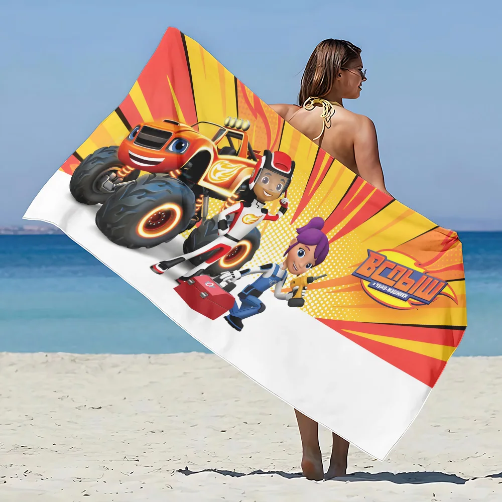 Beach Towel Microfiber Sand Free Quick Dry Soft Sandproof Pool Towels Gift for Anime Blaze and the Monster Machines Women Travel 5