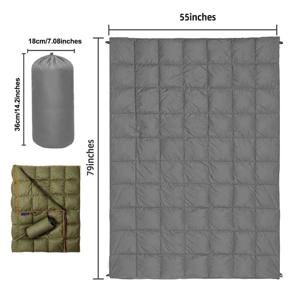 Camping Blanket Puffy Blanket Warm Climbing Blanket Waterproof Buttons Poncho Liner Ultralight Travel Sleeping Pad Quilt Mat