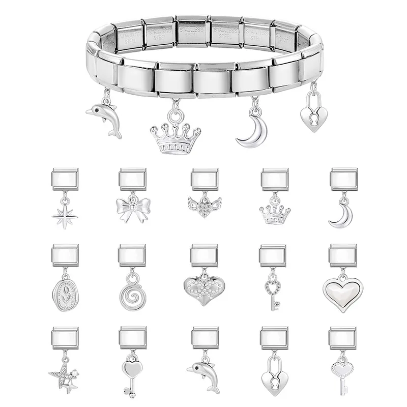 Y2K Jewelry Pendant Link Stainless Steel Fit 9MM Bracelet