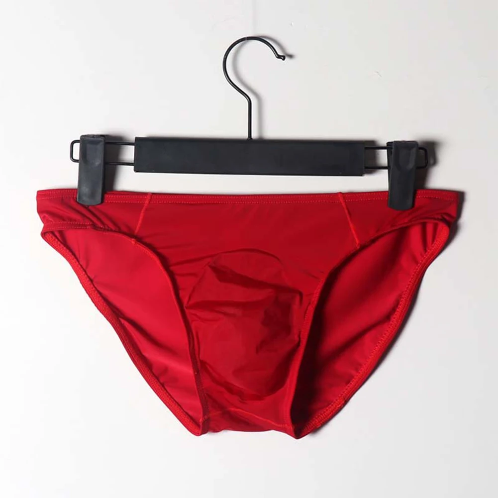 

Ice Silk Sexy Solid Underwear Men Briefs Breathable Low Waist Bikini Panties