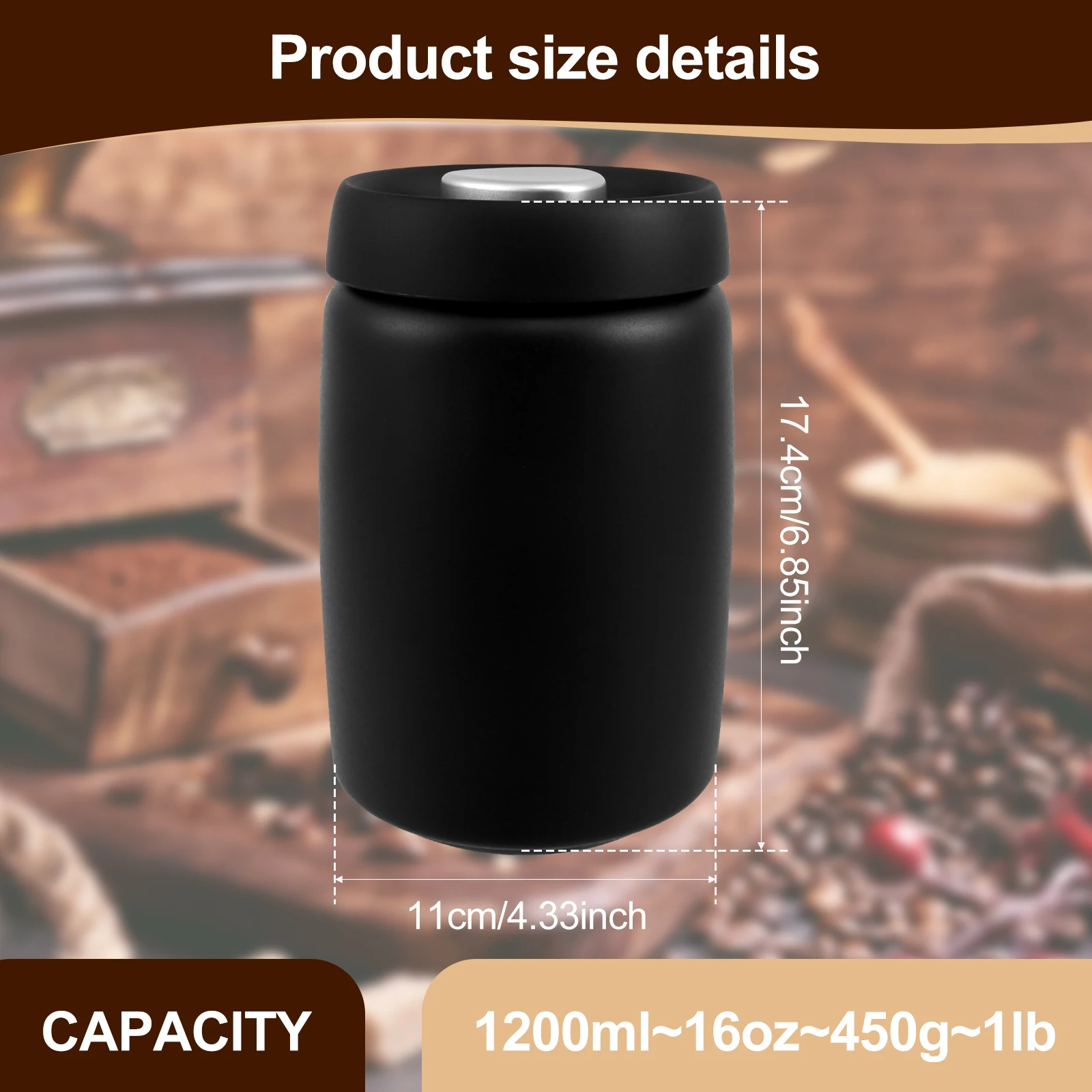 Stainless Steel Coffee Canister Vacuum Sealed Food Storage