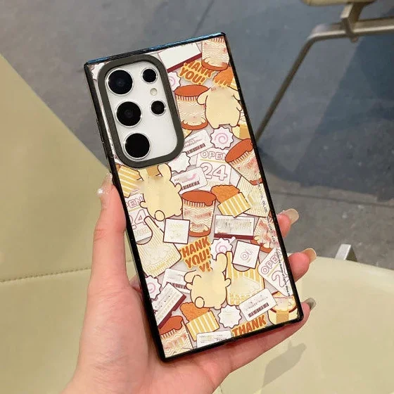 Dessert Dog MagSafe Acrylic Black Border Case for Samsung Galaxy S22 Ultra S23 Ultra S24 Ultra Cover Protective Shell