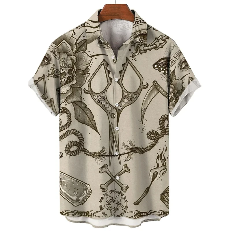 thumbnail image 1 of Camisa con estampado 3D de temática de humanidades para hombre y mujer, informal, de manga corta, con solapa y botones, camiseta de gran tamaño para hombre, 1 of 5