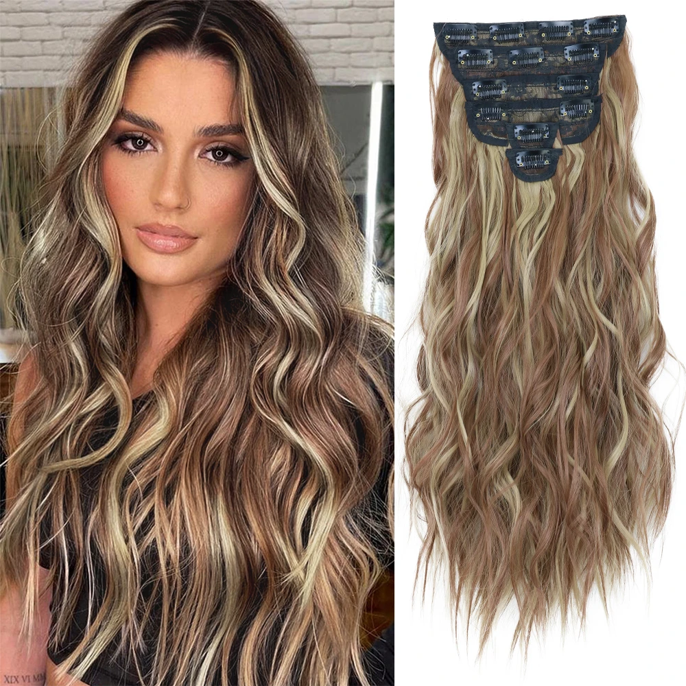 Synthetic Clip In Hair Extensions 4Color Synthetic Clip In Hair