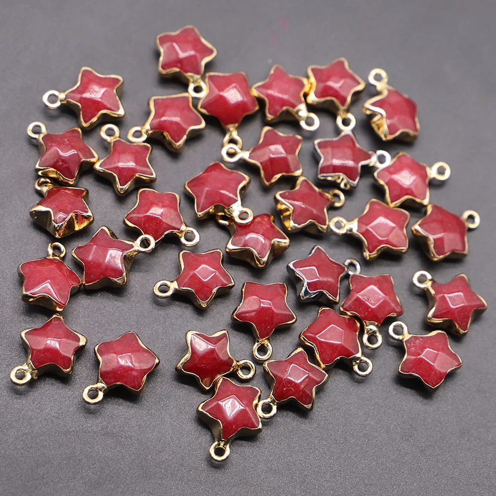 Natural Stone Pentagram Star Pendants Sodalite Gilded Edge Charms Jewelry Making Necklace Earring Accessories Wholesale 12PCS