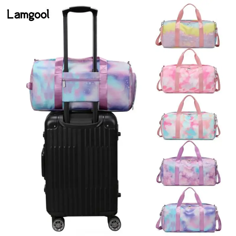 Sports Gym Bag for Girls Women Teen Kids Duffle Bag Travel Dry Wet