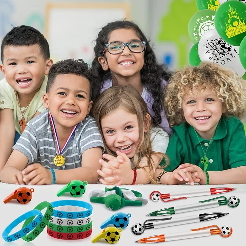 51PCS Soccer Party Football Toy DIY Bracelet Sticker Labyrinth Whistle Key Football Top Buckle Cheer Set Accessorie