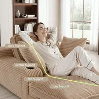 67" Oversized Chaise Lounge Chair Indoor, Soft Boneless Cloud Couch with 3 Pillows, 4 Side Pockets and 2 Cup, Customized 5