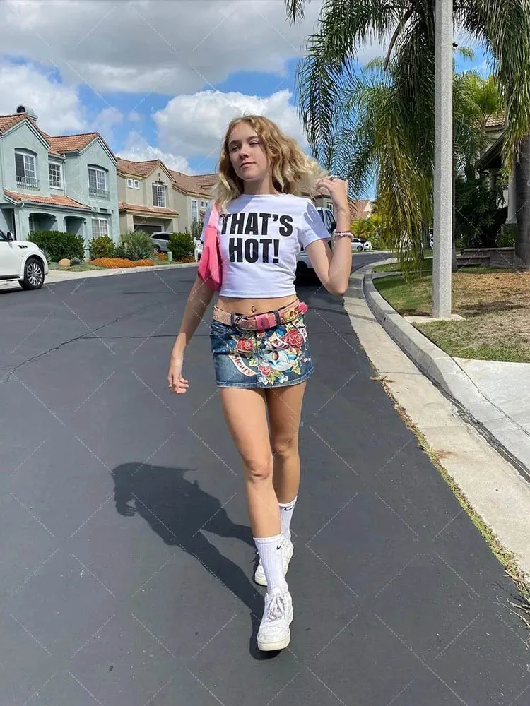 Summer Y2K Fashion Letter Print Harajuku Goth Short Sleeve T