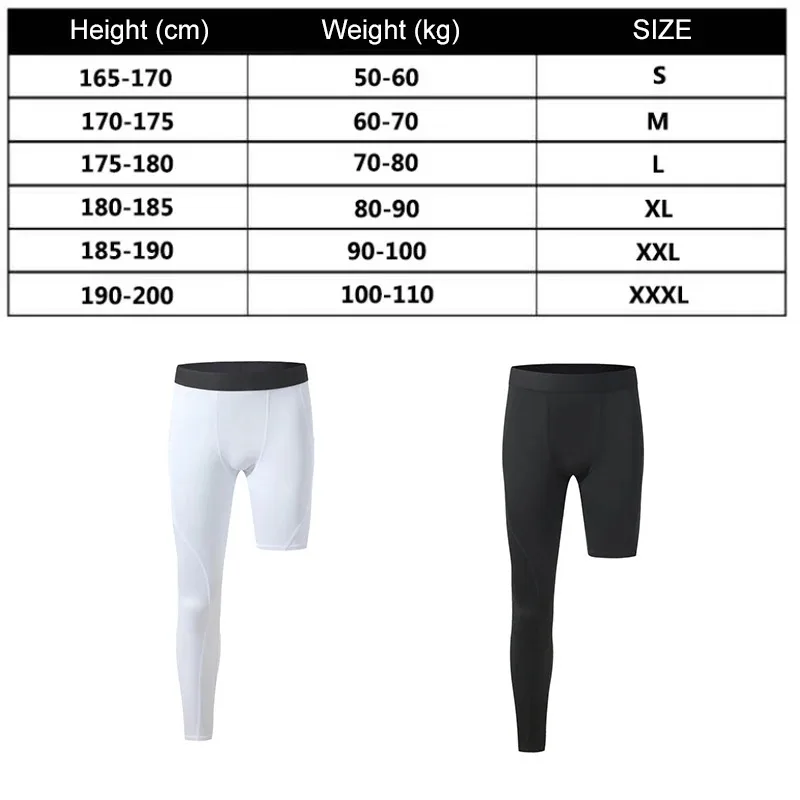 Summer Men's Base Layer Exercise Trousers Running Tight Sport Cropped One Leg Leggings Basketball Football Yoga Fitness Pants