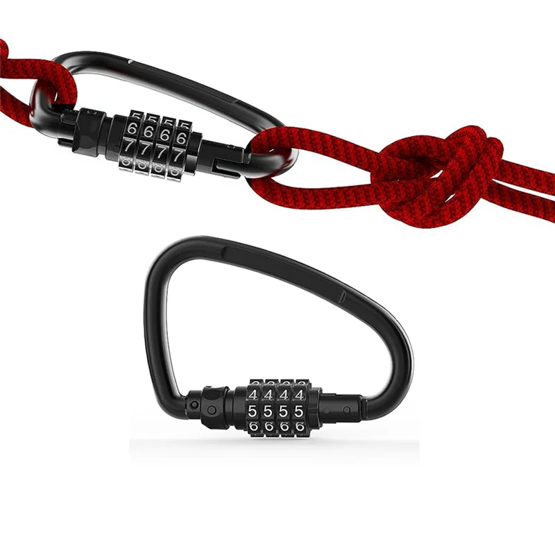 Combination Locks 4-Digit Heavy Duty Carabiner Clips D-Shaped Code Lock for Looped Bike Security Cable Lock combination lock