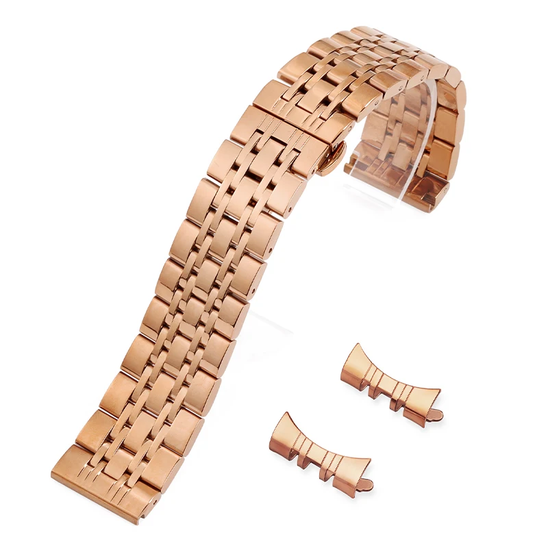 Elegant Stainless Steel Curved Butterfly Buckle Watch Band Bracelet