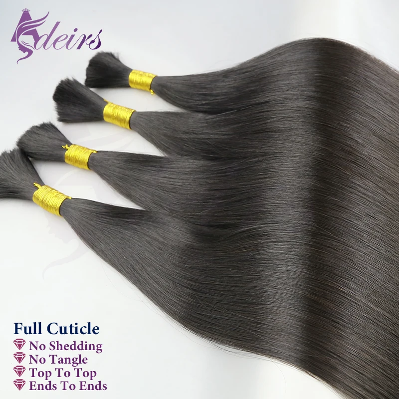 Virgin Bulk Hair Extensions Human Hair Real Natural Black Brown Blonde 613 Color Thickening of roots For salon