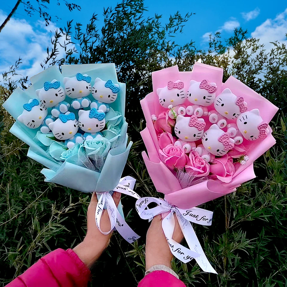 アニメハローキティ人形漫画ぬいぐるみ花束ローズ石鹸花ウェディング
