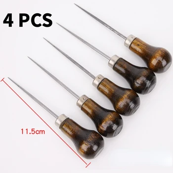Leather Craft Awl with Wooden Handle, Hole Maker Tool, Punch Sewing, Stitching, Leather Craft 1