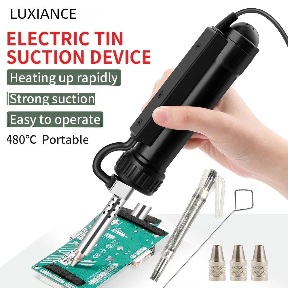 LUXIANZI Electric Suction Tin Gun Powerful Desoldering Pump Hand Welding Tools Removal Vacuum Soldering Sucker Pen Desolder