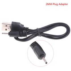Compact USB Charger Cable with 2mm Phone Plug Adapter, 50cm Length (Black)