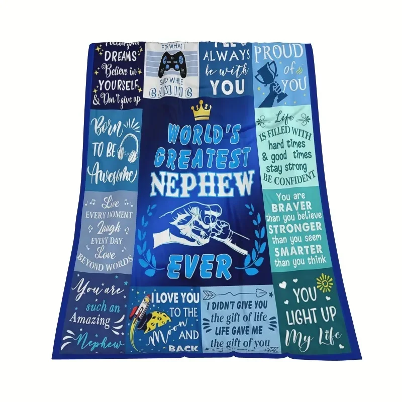 My Nephew Blanket From Aunt Uncle Blanket for Nephew, Nephew Gifts From Uncle Idea Gifts Soft Flannel Throw Blanket 80"x 60" 2