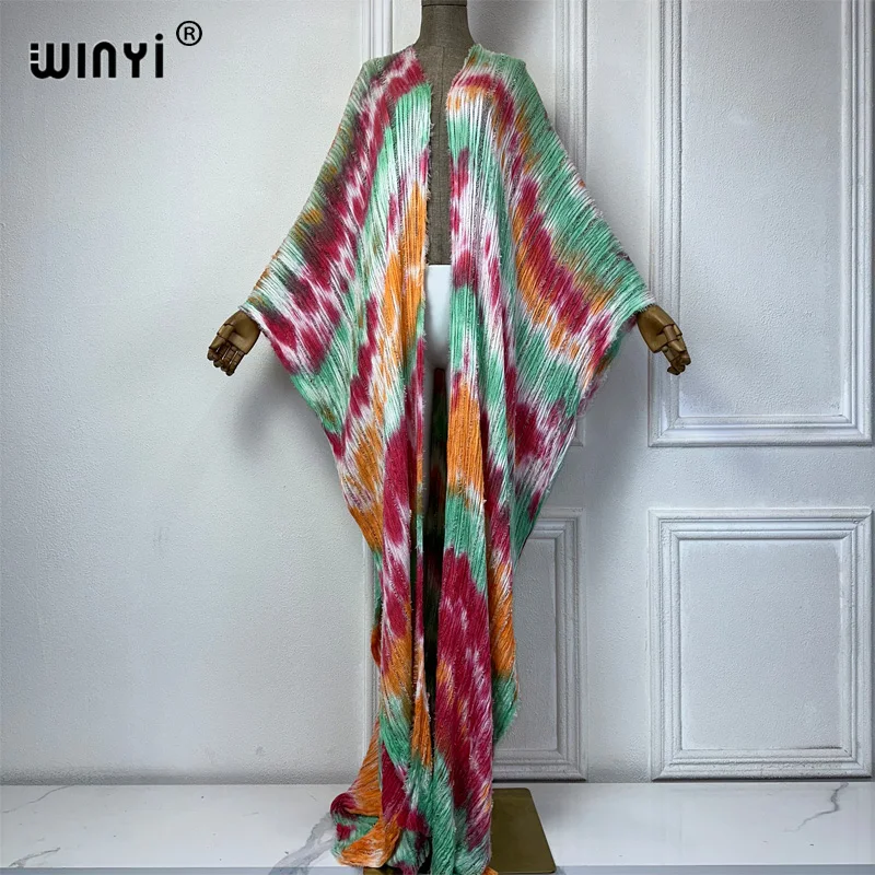 

WINYI summer kimono Tie-dyed cardigan Elegant Bikini Cover-up cardigan swimsuit beach outfits for women dress fashion kaftan