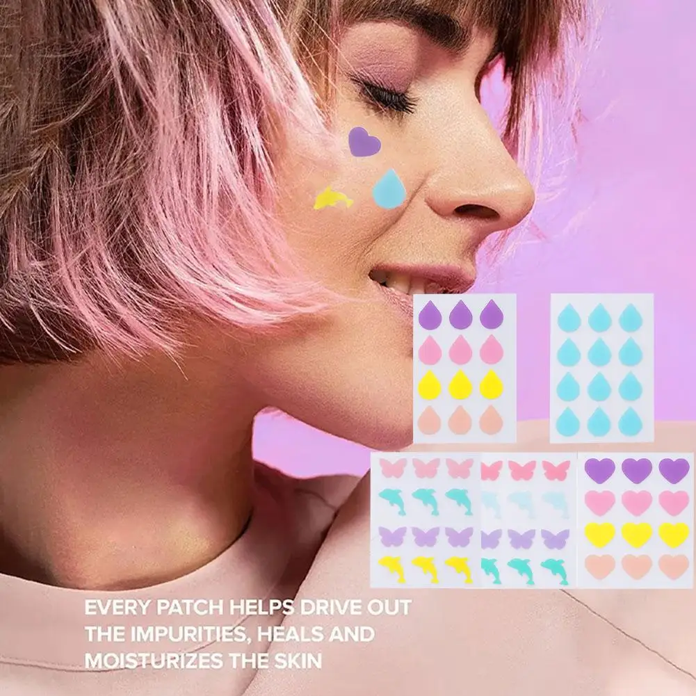 

Colorful Cute Water Droplets Heart Shaped Sticker Invisible Removal Patch Skin Pimple Acne Cover Treatment Car B7J3