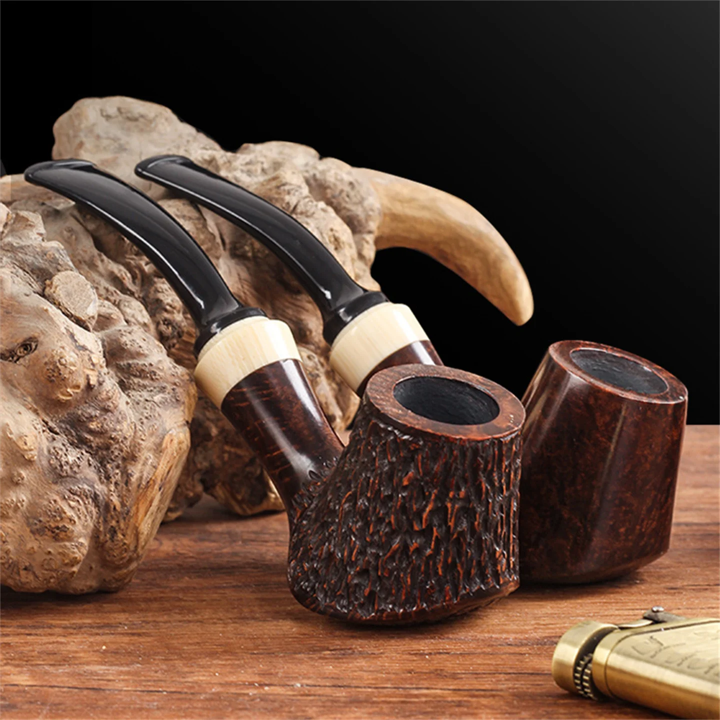 

Деревянная курительная трубка Volcano Briar 9 мм с фильтром, курительная трубка в стиле ретро джентльмена изогнутого типа ручной работы с аксессуаром, подарок отцу