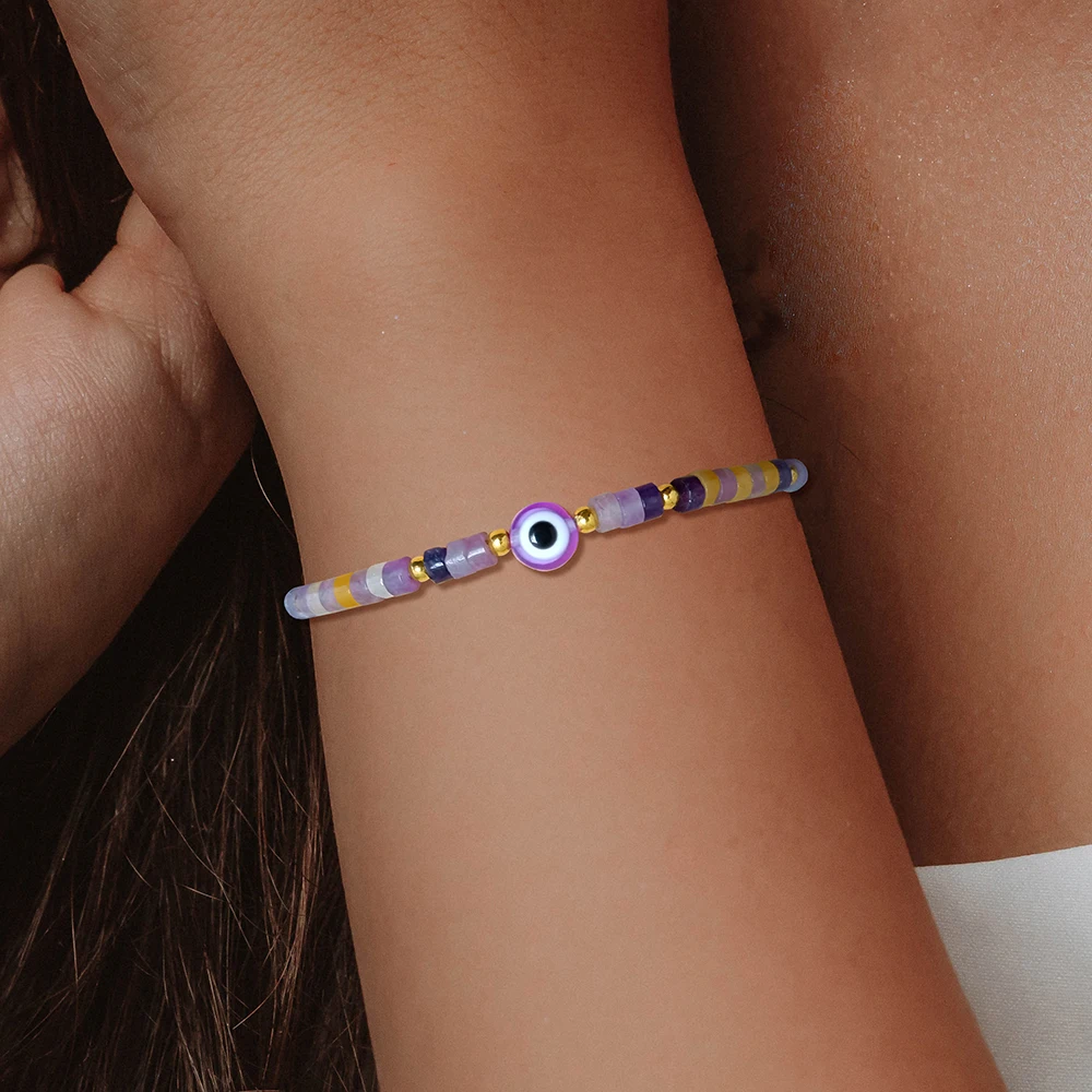 Turkish Evil Eye Bracelet For Women Handmade Wish Prayer Elastic