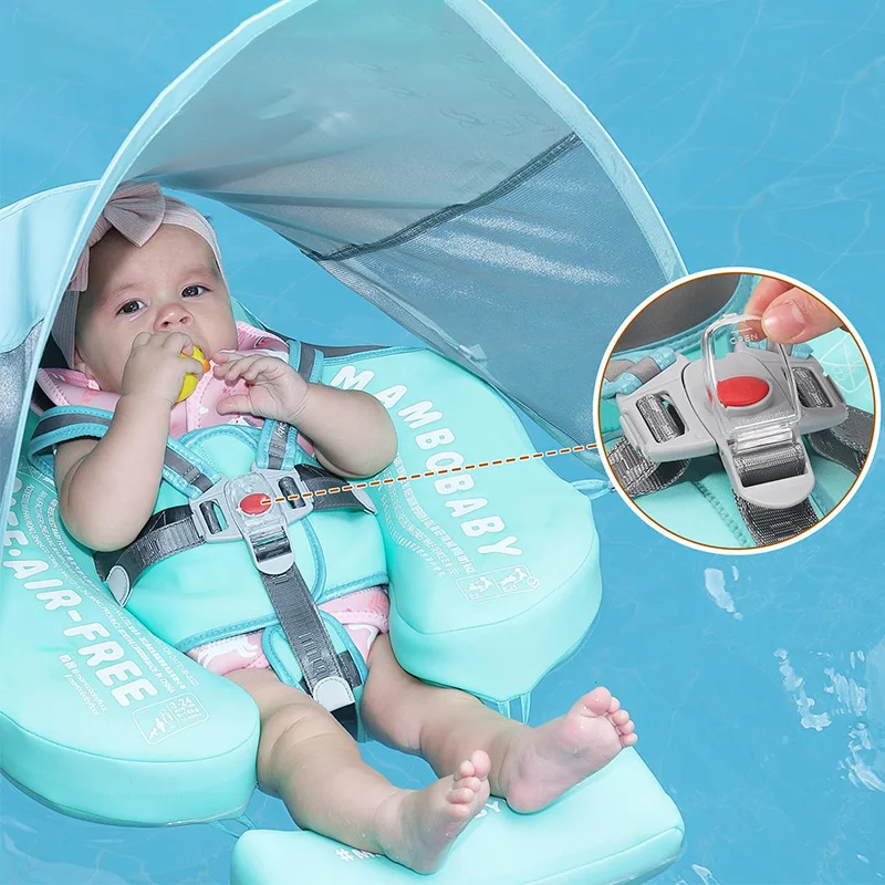 Baby Swimming Float Seat with Canopy Sunshade Inflatable Infant Safety for Pool Beach Swim Floaties Ring Accessories Summer Toy 2