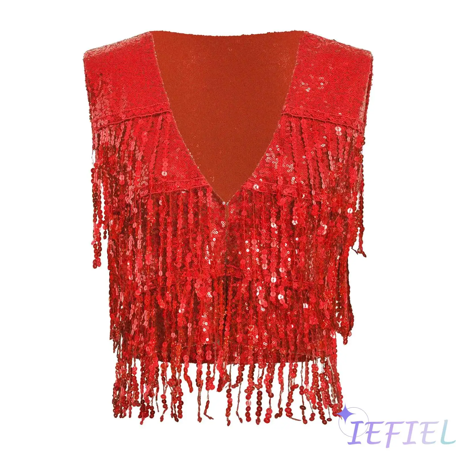 Suncife Vrouwen pailletten mouwloze top vesten sprankelende tops, roze, XXL