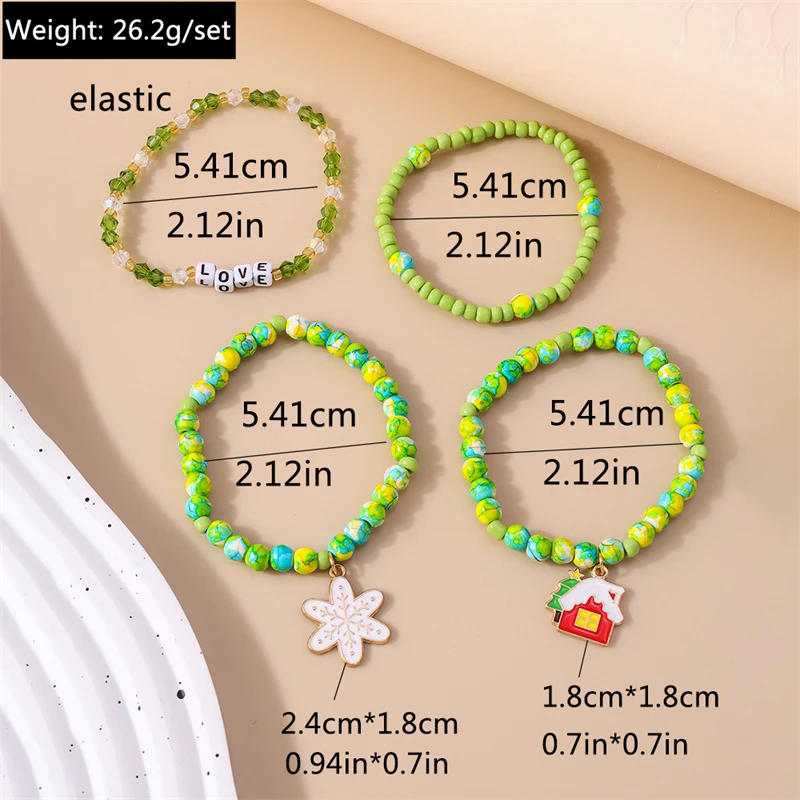 4 Stück/Set modische Weihnachtsbaum-Weihnachtsmann-Schuhanhänger-Armbänder für Frauen und Mädchen, Party, Festival, Schmuck, Geschenke – Detail 22