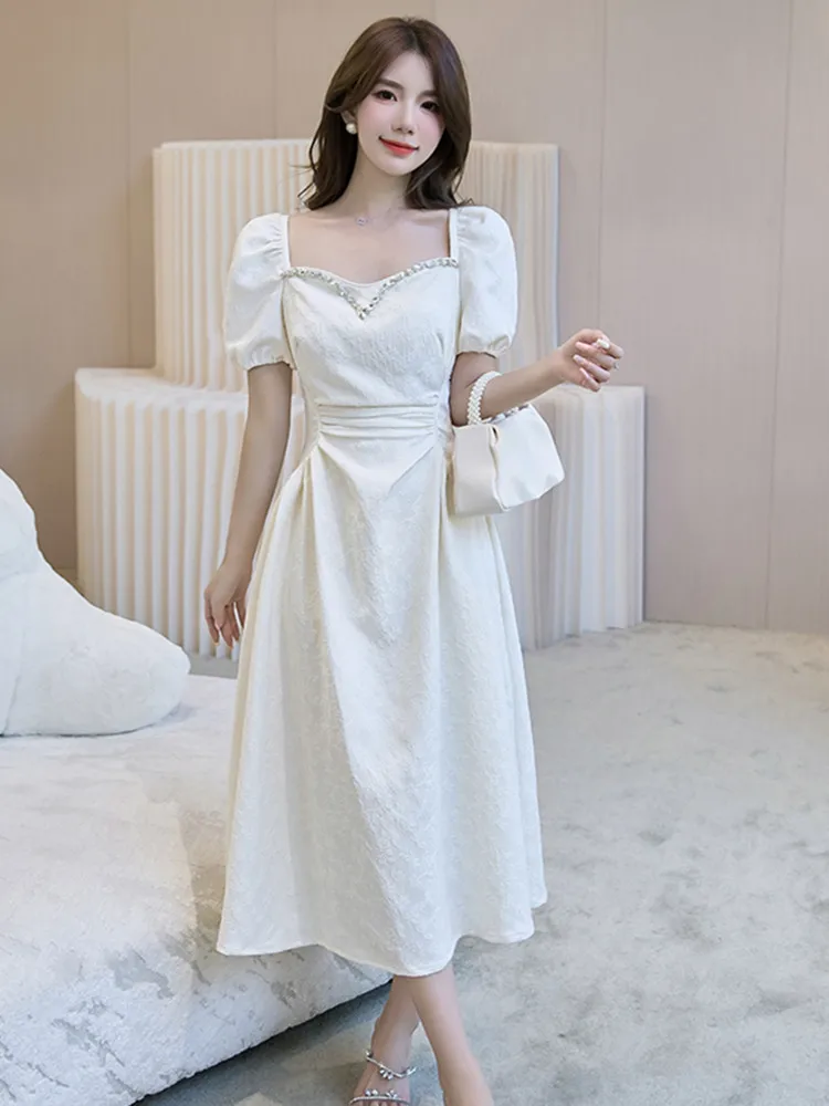 RoseMuse jacquard check dress ホワイト jacquard check dress – BUNNY APARTMENT