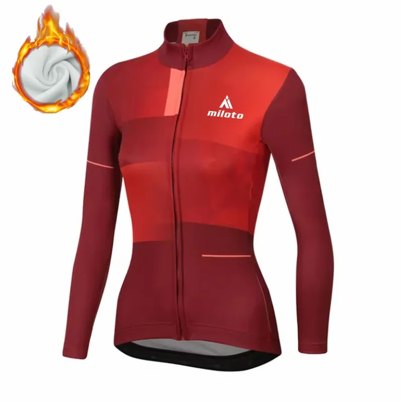 Women Cycling Thermal Fleece Clothing Sets Jersey Jackets