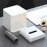 2Pcs White Roll Paper Box Tissue Holder Plastic Tissue Box Cube Tissue Box Covers Square Tissue Box Holder Kitchen Storage Home 1