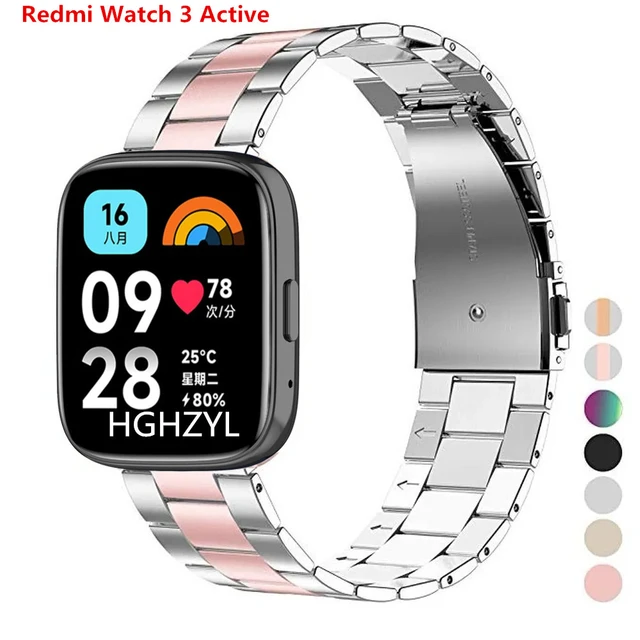 Correa de acero inoxidable de alta calidad para reloj inteligente, pulsera  de Metal para Xiaomi Redmi Watch 3 Active - AliExpress