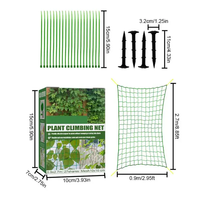 1 Beállított Növényi Mászó Háló Könny-Ellenálló, Nem Zavaró, Jó Nyújtó Erő Csomók Tervezés Növény Termesztési Támogatás Nettó Kerti Ellátás - Image 6