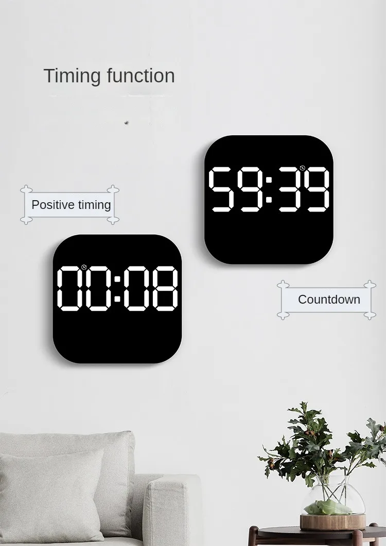 Digital Wall Clock with Temperature and Date - LED Alarm Clock 1224H Remote Control