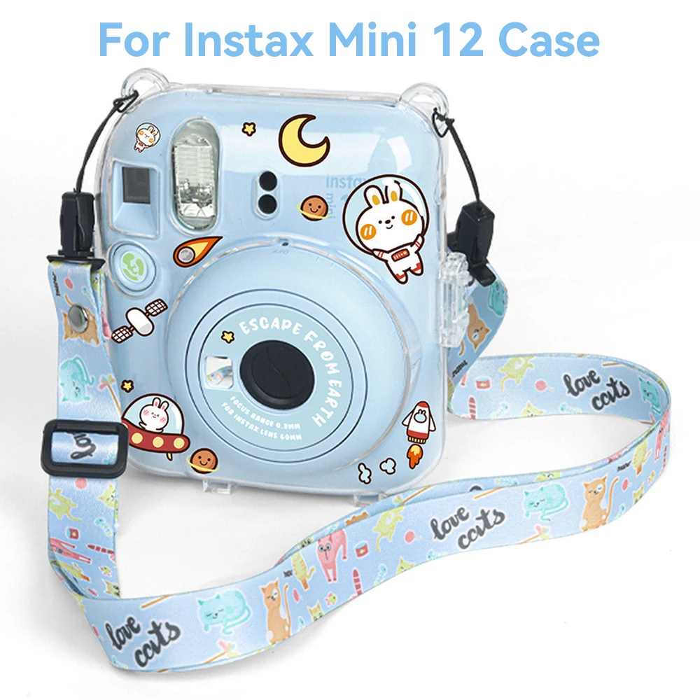 Funda transparente para cámara Fujifilm Instax Mini 12, bolsa de transporte  protectora con correa para el hombro, bolsa de almacenamiento - AliExpress