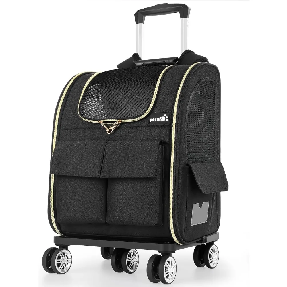 

Переноска для домашних животных на колесах, Большая складная переноска для домашних животных со съемной регулируемой тележкой, многофункциональный рюкзак для домашних животных