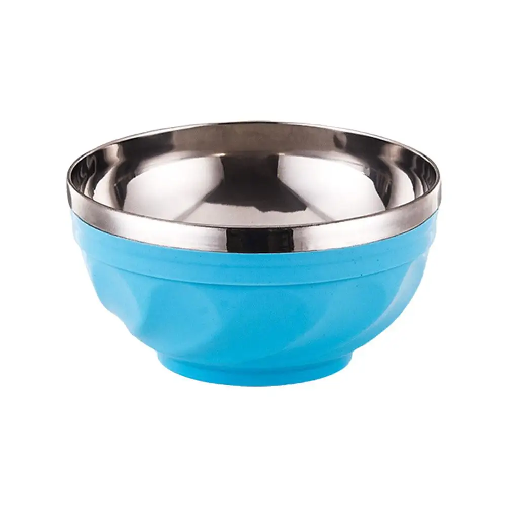 Description Picture 5 of itemCandy Color Double-layer Stainless Steel Bowl Creative Noodle Soup Children Dinnerware Heat Insulation Rice
