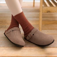 Shevalues Women Cow Suede Clogs With Adjustable Buckle Cork Leather Mules Comfortable Slip on Women Slippers Outdoor Cork Clogs - Image 5