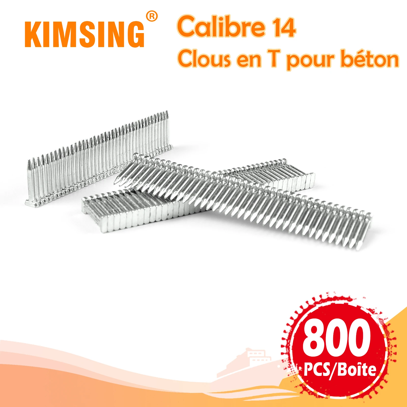 KIMSING-Cloueur à béton en acier au carbone, cloueur à bois dur, calibre  14, 18-64mm, T N64, 800 pièces par boîte - AliExpress