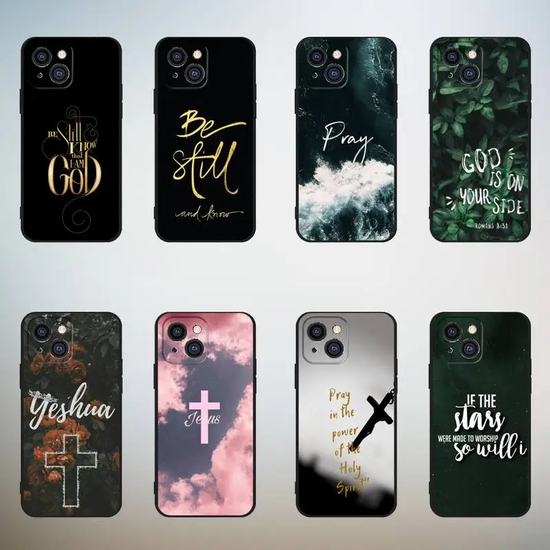 Custodia Per Telefono Bibbia Verse Jesus Christian Per Iphone,11,12,Mini,13,14,15,Pro,Xs,Max,X,Xr,6,7,8,Plus Black Shell