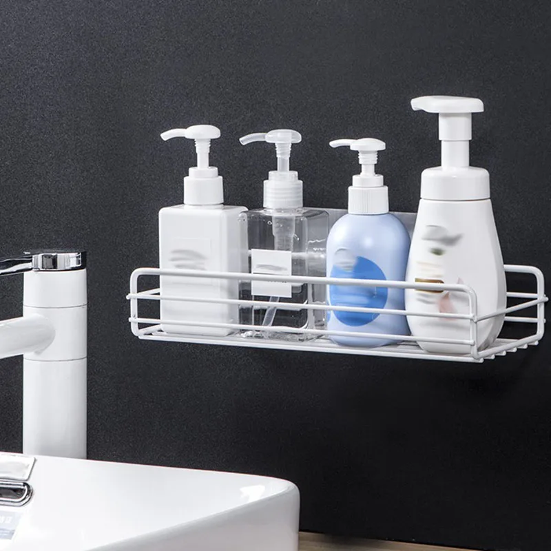 Wrought Iron Wall Mounted Storage Rack Bathroom Storage Rack Shower Basket Kitchen Punch-free Rack storage rack bathroom shelf bathroom shelf rack bathroom storage rack wall shelf organizer