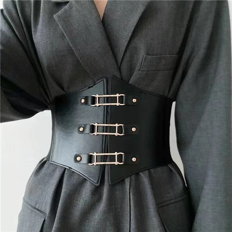 leather belts for women Black Sexy Female Corset Ladies Pu Leather Wide Waist Corset Slim Fit Wide Belt Dress Jeans Suit Belts for Women Designer Brand wide waist belts for dresses