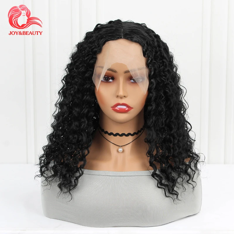 Tanie Short Curly Bob Wigs Lace Wigs Synthetic Kinky Curly Middle Part Lace