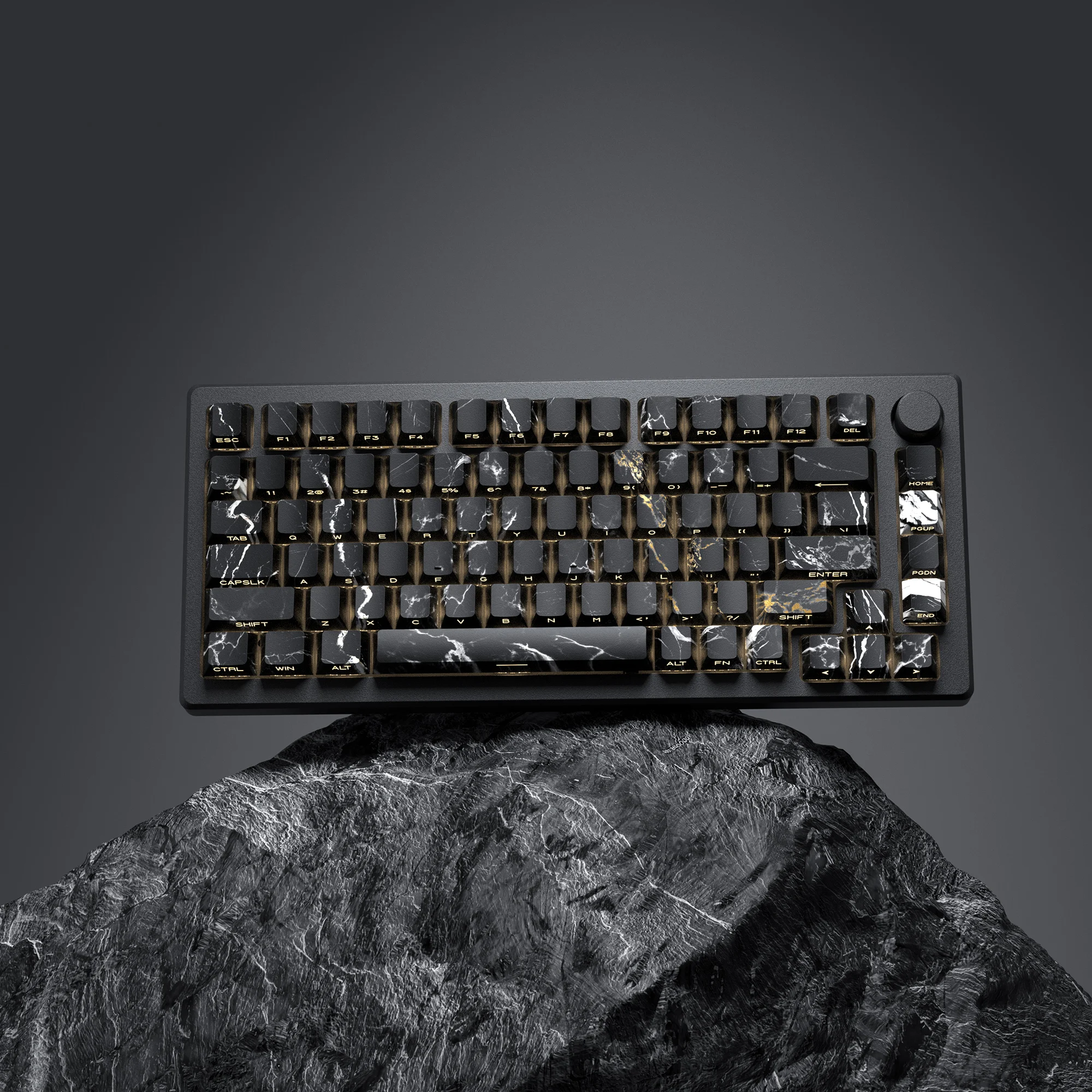Black Marble Side Print Teclado Mecânico Pbt Keycap Retroiluminado Rgb Perfil Cereja mx Gamer Side Dye-sub 131 Chaves - Imagem 2