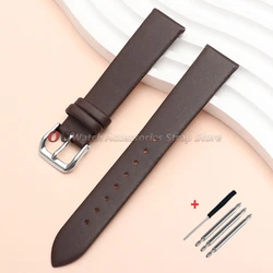Ultra - Thin Genuine Calfskin Leather Watch Straps - Soft Business Leisure Bands - 22mm (DarkBrown)