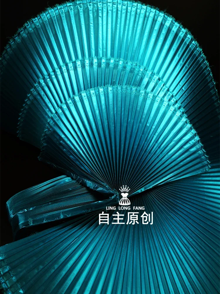 Miyake Metal Pleated Accordion Fabric Wedding Gold Decoration Shape Wide Texture Background Multi-color Fabric